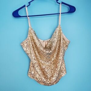 Free People Size Small Sequin Cowl Crop Top